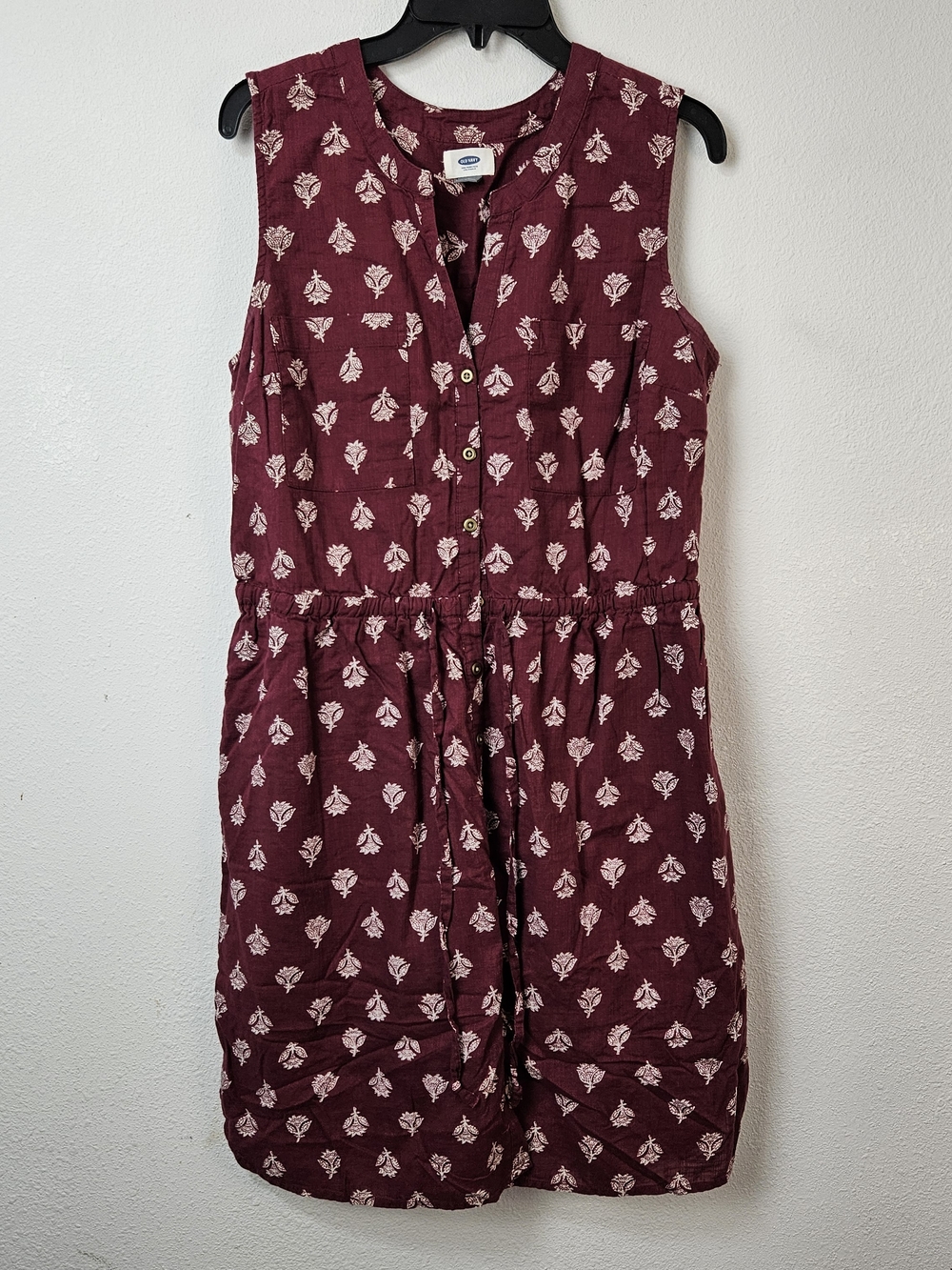 Old Navy Sleeveless Burgundy Floral Print Dress Size Large